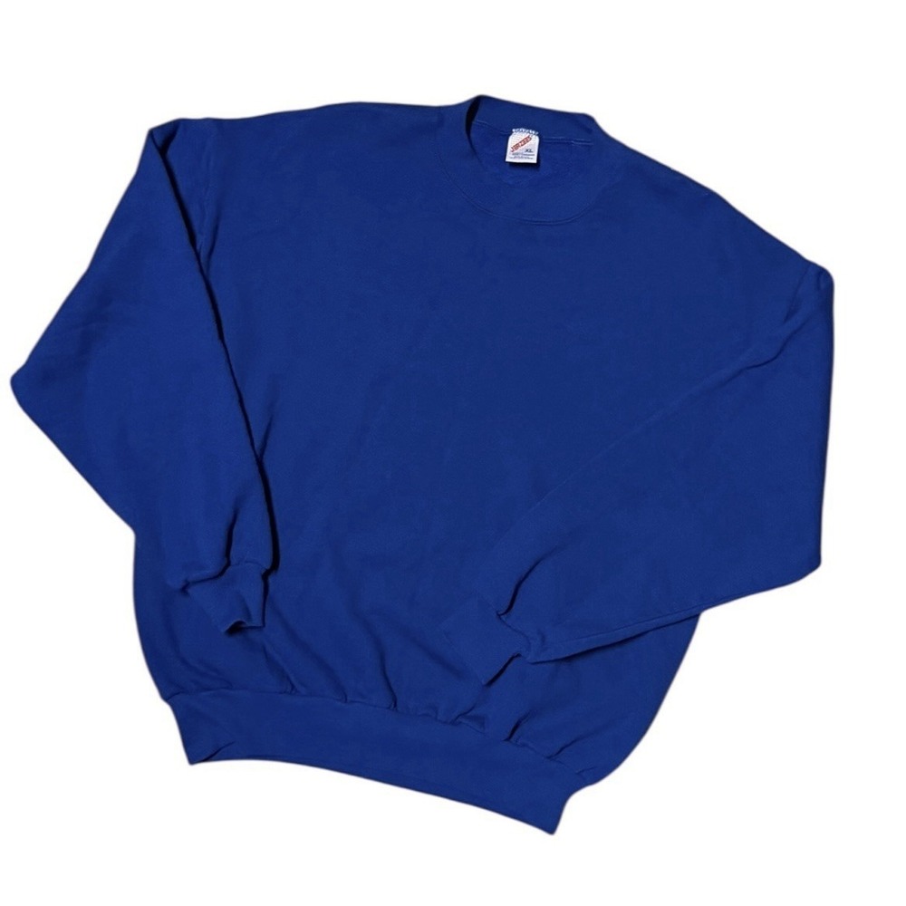 Vintage 90s Jerzees Blank Crewneck Sweatshirt Royal Blue Men's Size XL USA